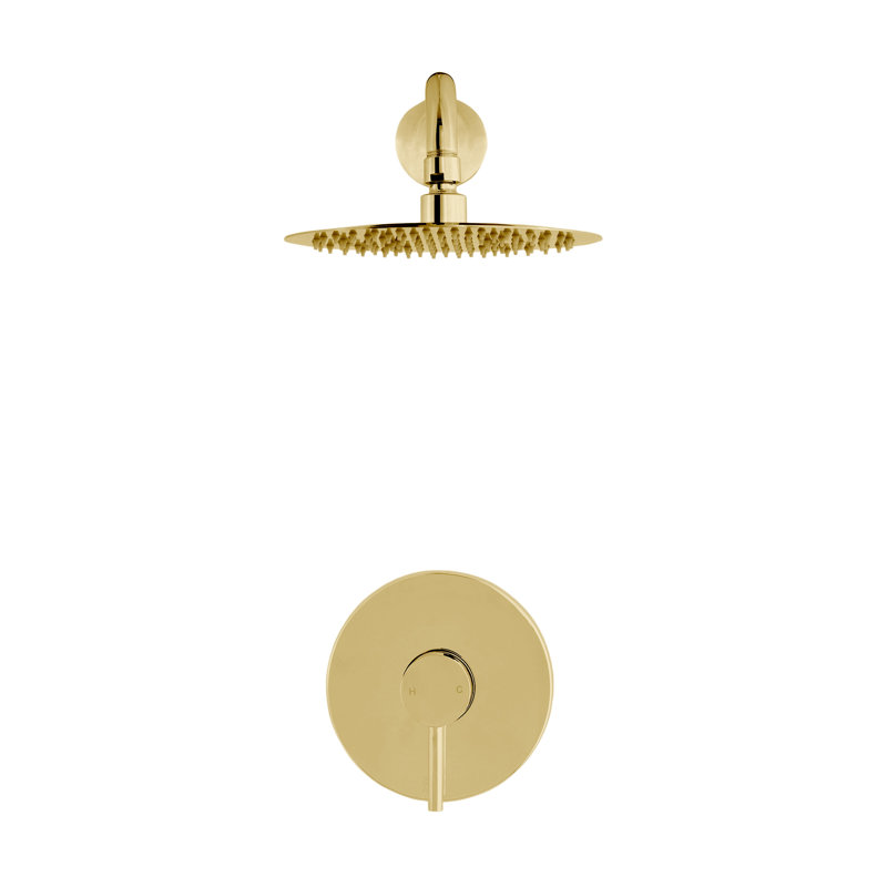 Ivy Single-Handle 1 Spray 8" Wall Mounted Fixed Shower Head (Valve Included), Gold