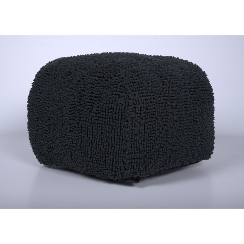 Pouf carré en microfibre, gris anthracite foncé, Gris anthracite