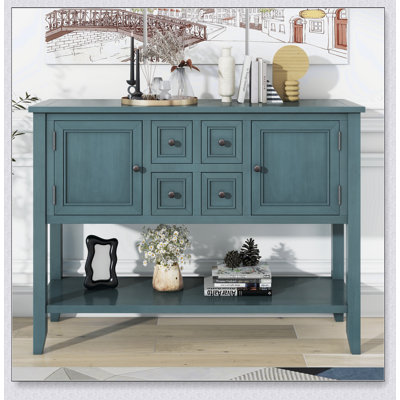 Grande console de rangement rétro avec quatre petits tiroirs Cambridge Series, parfaite pour un décor élégant et fonctionnel.