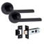  6 Pairs Leon Design Door Handles on Round Rose in Matt Black Finish with 2.5" Tubular Latch - 52mm Diameter