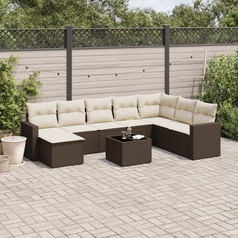 Ensemble de canapé de jardin Vidaxl brun et blanc crème