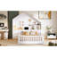 Lit White House avec fenêtre, rangement de tiroir, tablettes et ouvertures - Blanc, avec tiroirs de rangement-368610994