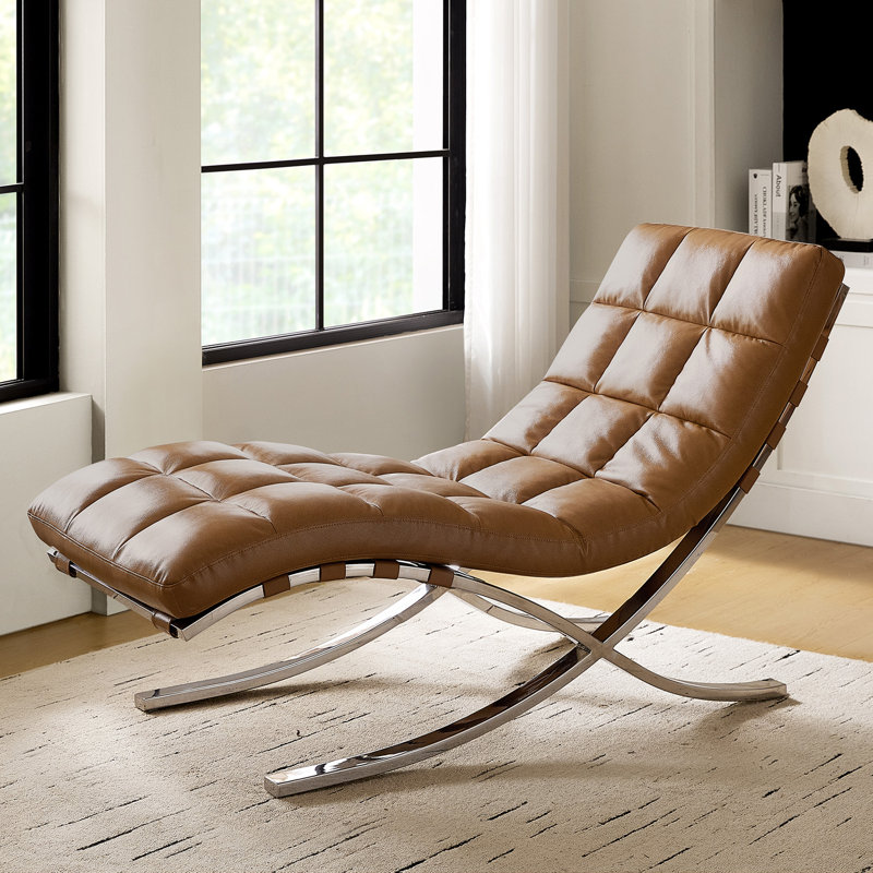 Chaise longue Estevan Classic Midcentury Modern, Brun