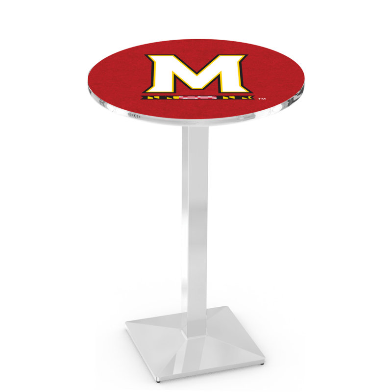 Round Metal Base Dining Table, Chrome, University of Maryland