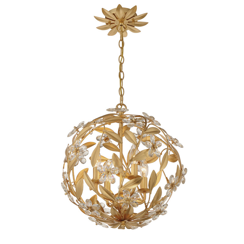 Luminaire suspendu antique 6 lumières Meyah, Doré