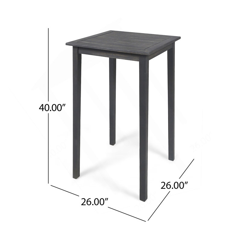 Table de bar d'extérieur carrée en bois d'acacia - Gris foncé, Gris foncé