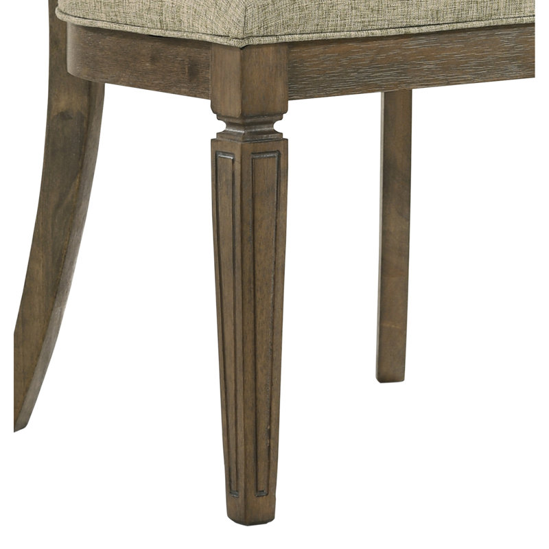 Ensemble de 2 chaises d'appoint en tissu brun clair et finition chêne vieilli