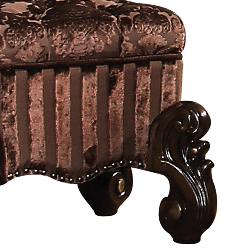 Charmant tabouret de coiffeuse rectangulaire en chêne cerise avec assise et base brunies