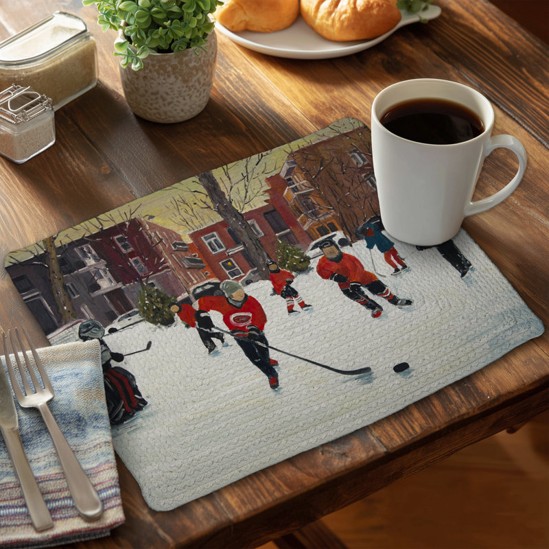 Napperon pour jeunes joueurs de hockey | Décor de polyester tressé