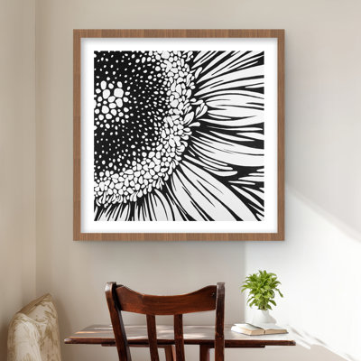 Gerbera, reproduction botanique encadrée avec passe-partout | Décoration intérieure