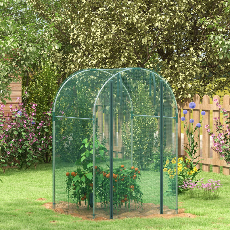 Cage de protection des plantes 4 pi X - Cadre en acier galvanisé et porte à fermeture à glissière pour jardin, cour, protection de pelouse