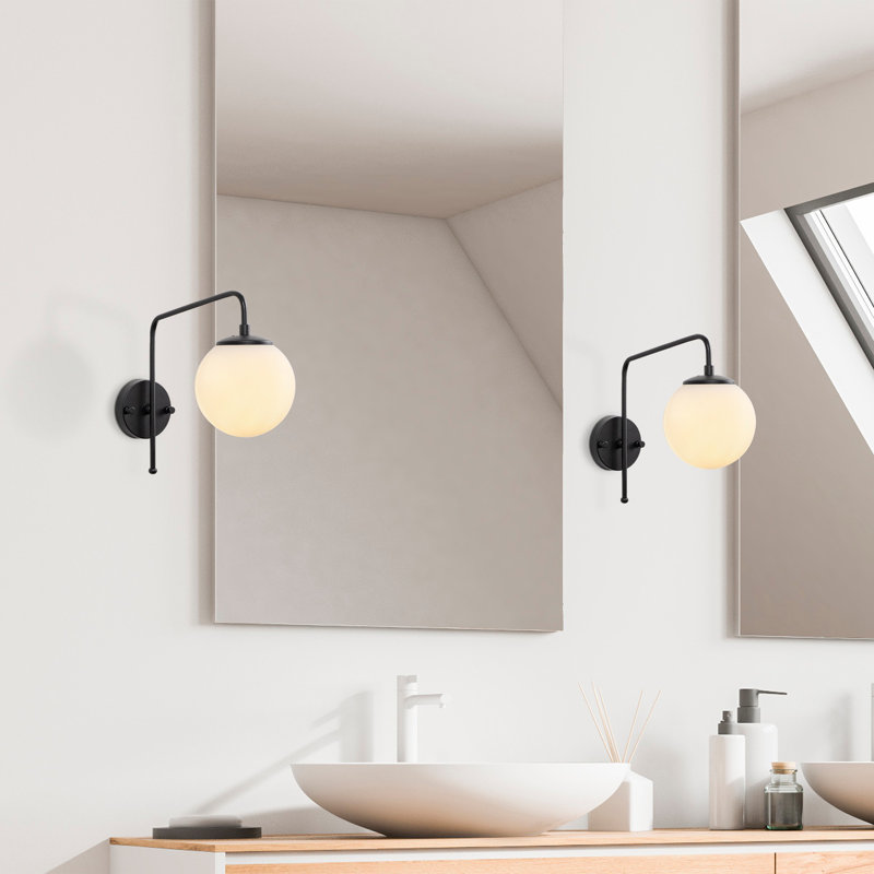 Luminaire de grange 1 lumière Prairieburg, Noir, Matte White