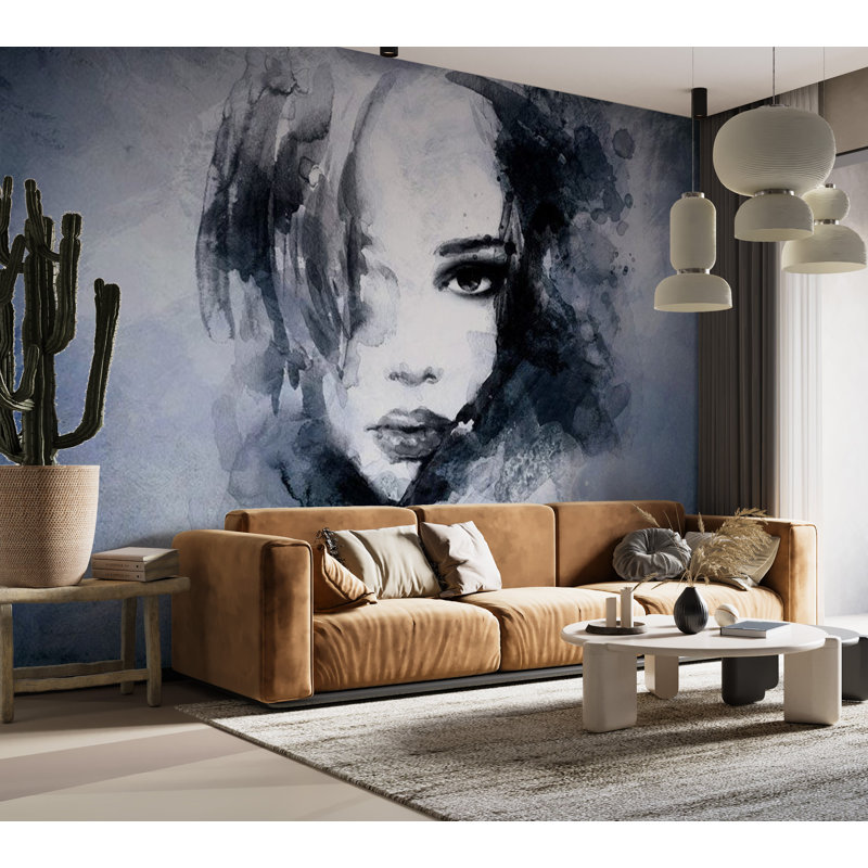Murale abstraite pelez et collez - Enigme bleue, L 27 po x l 38 po