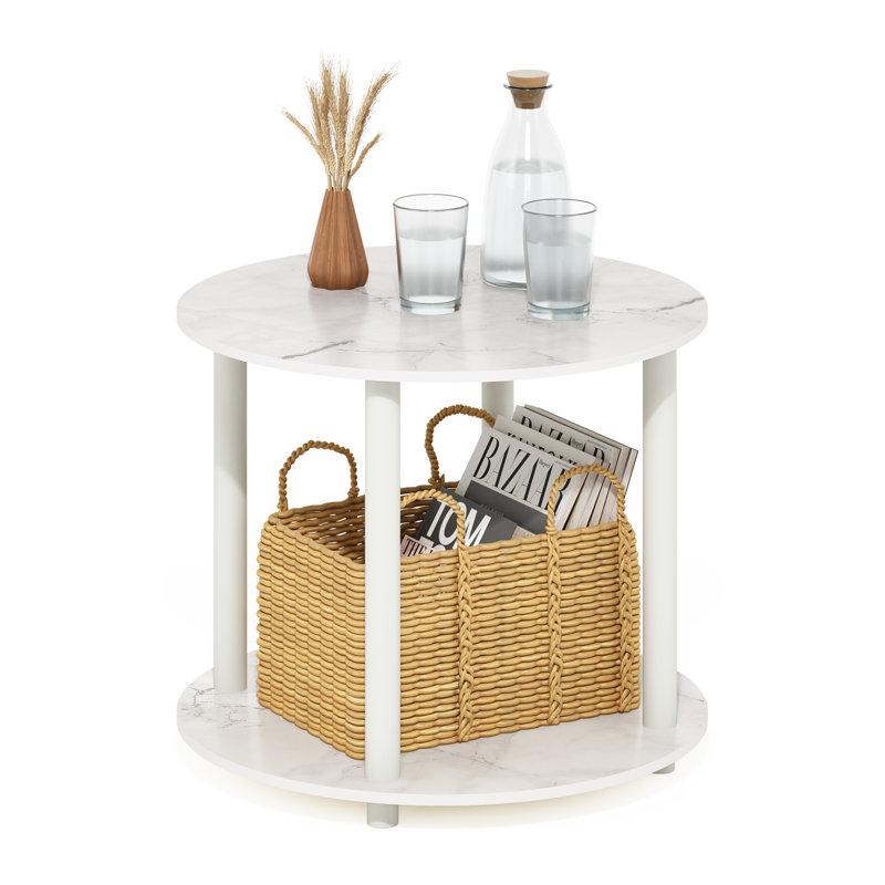 Astaire Four Leg Coffee Table with Storage, White, Marble