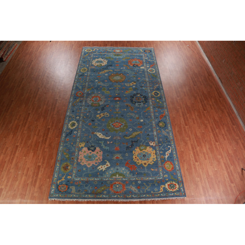 Tapis bleu All-Over Oushak 9 x 18
