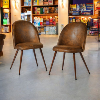 Ensemble de 2 chaises rembourrées d'inspiration rétro avec pieds en métal pour les salles de presse ou les magasins de caractères