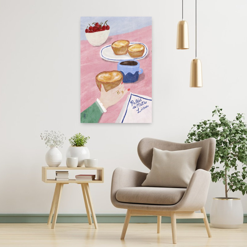 Art mural contemporain cerise de la crème pâtissière Lisbon, H 36 po x l 24 po
