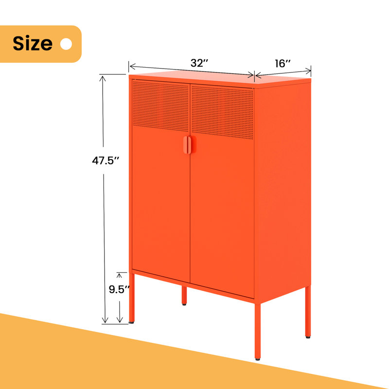 Lashondra 32'' Wide 2 - Shelf Storage Cabinet, Orange