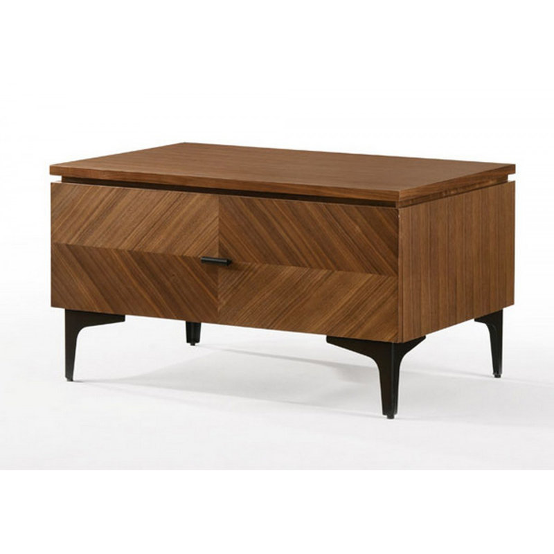 Table de chevet Mid-Century en noyer avec deux tiroirs