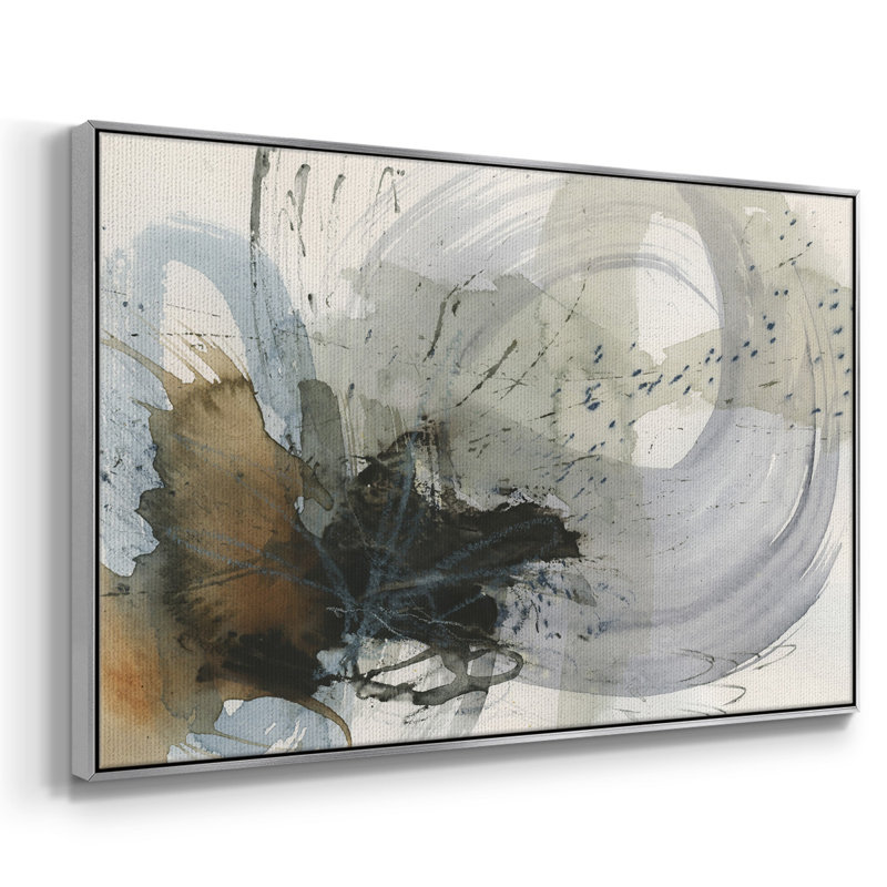 Orbital Burst II, peinture sur toile encadrée, H 17 po x l 25 po x P 2 po, Encadrement argenté