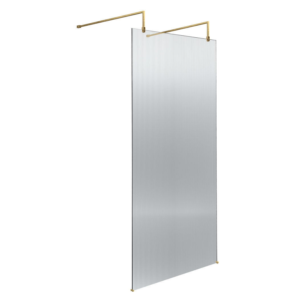 Fluted 1948mm H Frameless Wet Room Screen with Glass