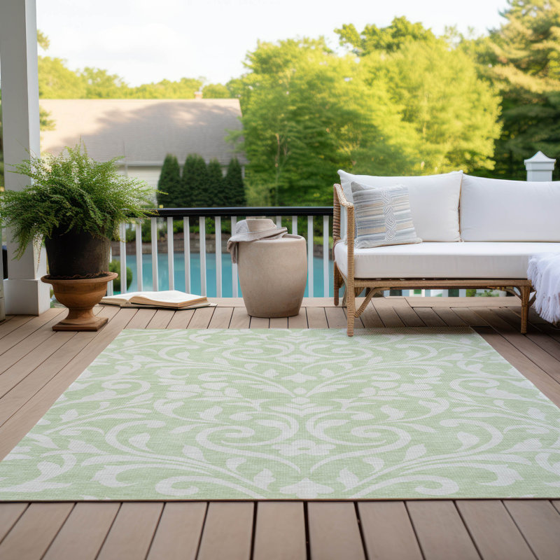 Malek Washable Floral Indoor / Outdoor Rug, Rectangle 9' x 12'