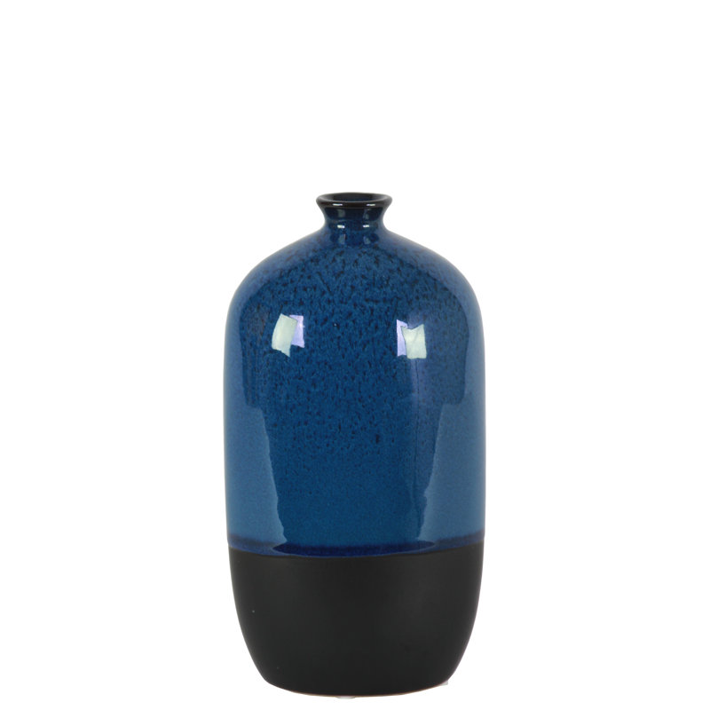 Vase de table en grès Perri, H 10 po x l 5 po x P 4 po, Bleu