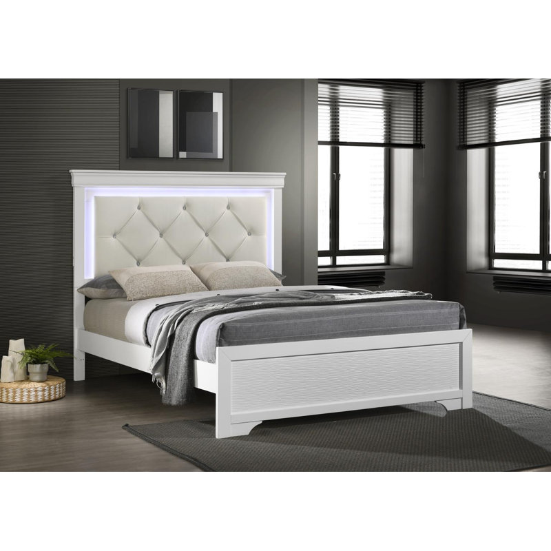 White Queen Led Bed Frame, Queen