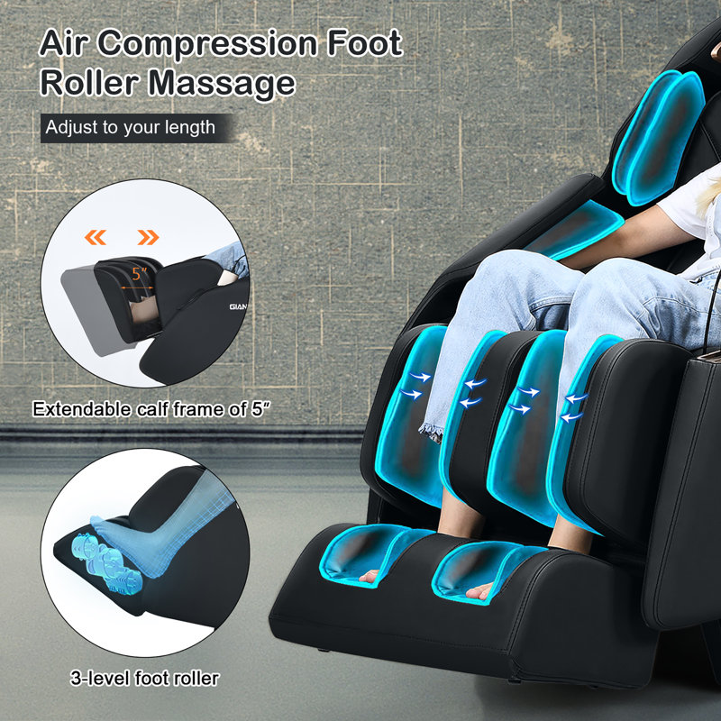 Faux Leather Heated Massage Chair, Black Faux Leather