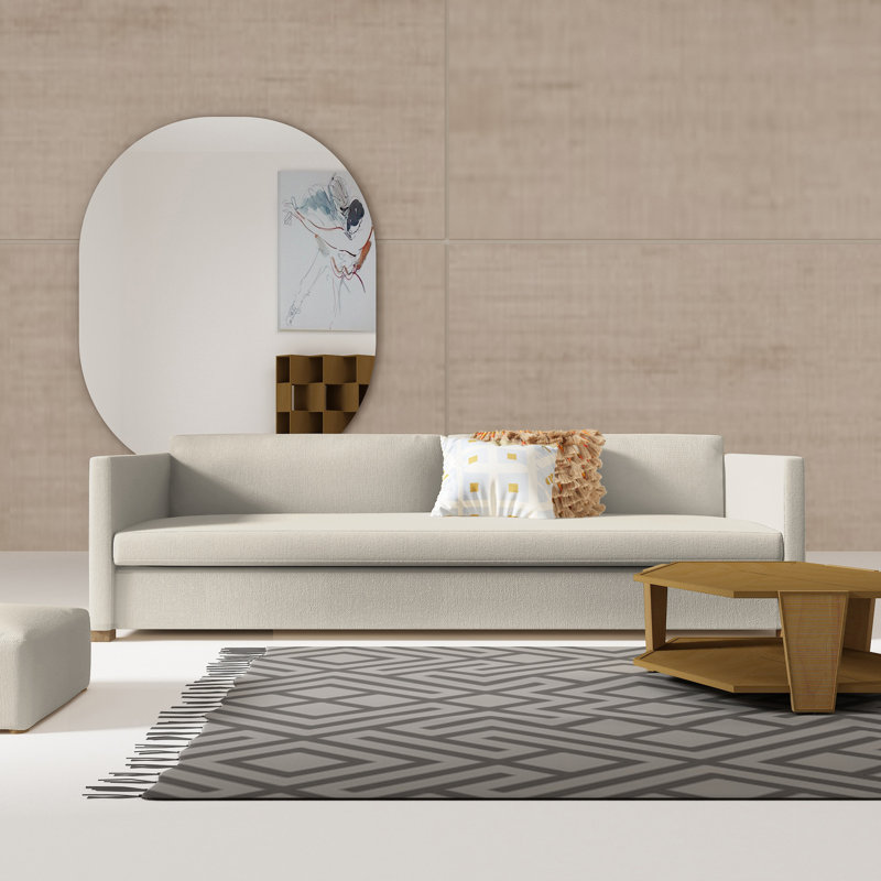 Canapé Madison, Velours moelleux huître, H 33 po x l 72 po x P 41 po, Patiné