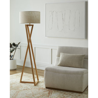 Boxleye 62.5'' Light Wood Tripod Floor Lamp