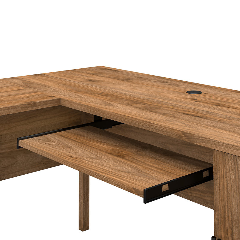 Magomed 3 Piece Computer Desk Office Set, Fresh Walnut