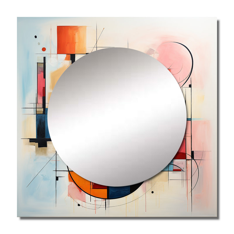 Demaurio - Art abstrait miroir mural carré, 36 po x 36 po