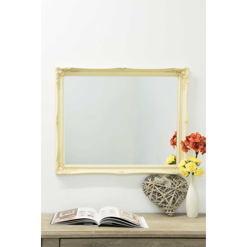Alexandro Wood Flat Mirror, 61cm H x 51cm W, Ivory