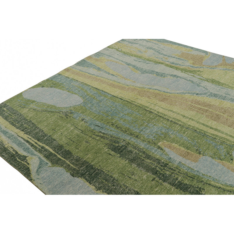 Distressed Homage Hand Knotted Wool Abstract Area Rug, Rectangle 5' x 8'