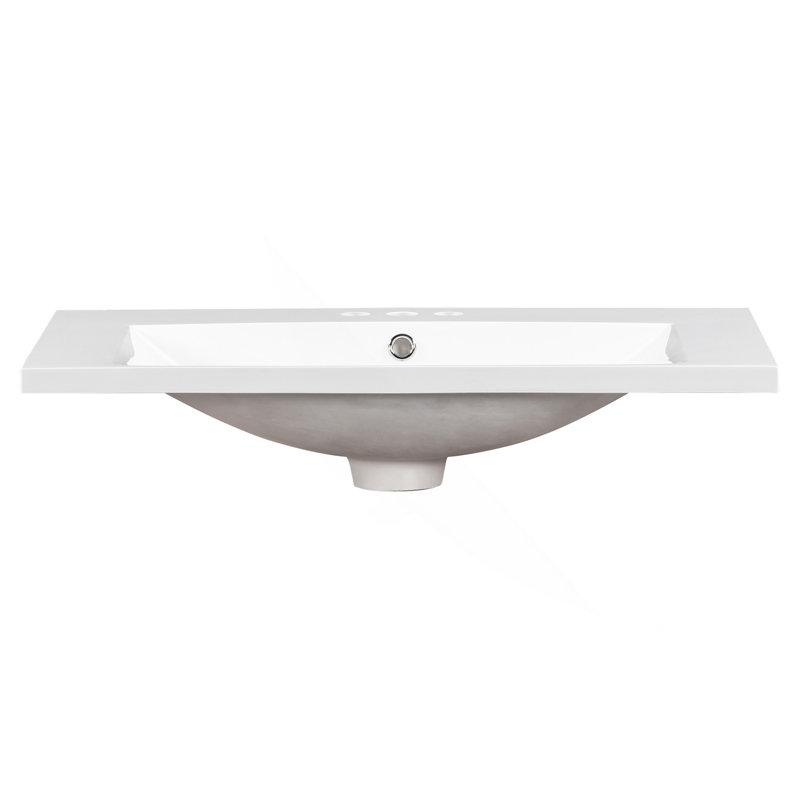 30" Single Bathroom Basin Sink, Vanity Top Only, 3-Faucet Holes, Resin