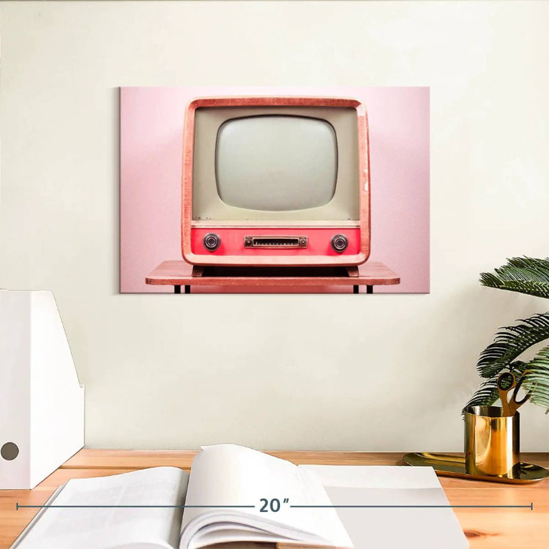 Téléviseur rose rétro Kerner, H 8 po x l 12 po