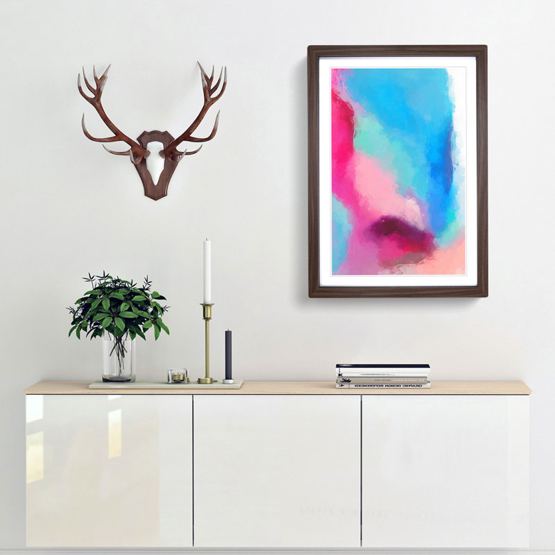 Fusion of Colour in Abstract - Framed Print, 65cm H x 48cm W x 2cm D, Walnut Framed