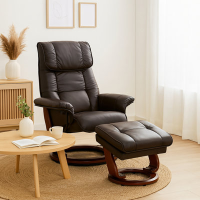 Mongillo 33" Wide Swivel Ergonomic Recliner with Ottoman