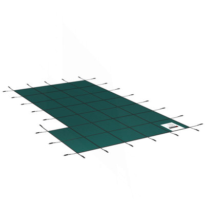 Inground Pool Safety Cover, 20 Ft X 38 Ft Rectangular Winter Pool Cover With Right Step, Triple Stitched, High Strength Mesh PP Material, Good Rain Permeability, Installation Hardware Included