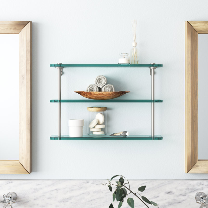 Gober 3 Piece Tiered Shelf, Satin Chrome, 16"
