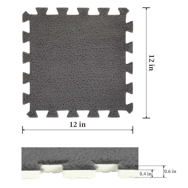 Carreau en mousse L 12 po x l 12 po x 0,6 po, Gris