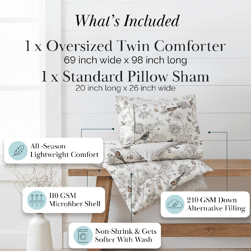 Bayberry Oversized Reversible easy care Down Alternative Comforter Set by Southshore Fine Linens