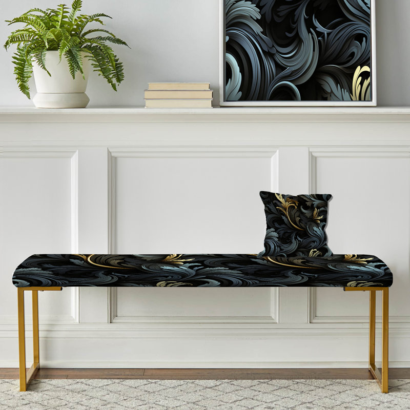 Manderson - Paisley Upholstered Gold Bench