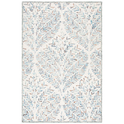 Kleiman Ikat Handmade Tufted Wool Ivory/Blue Area Rug