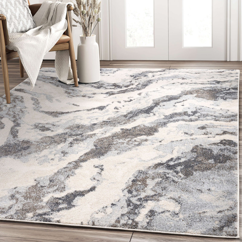 Valrie SAH100A Greige Grey Abstract Mountain Area Rug, Rectangle 4' x 6'