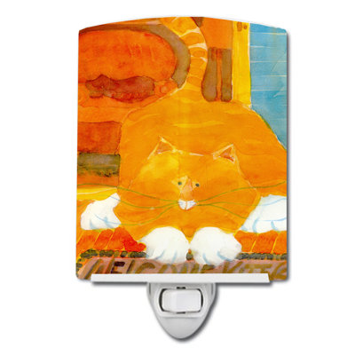 Big Cat Welcome Ceramic Night Light