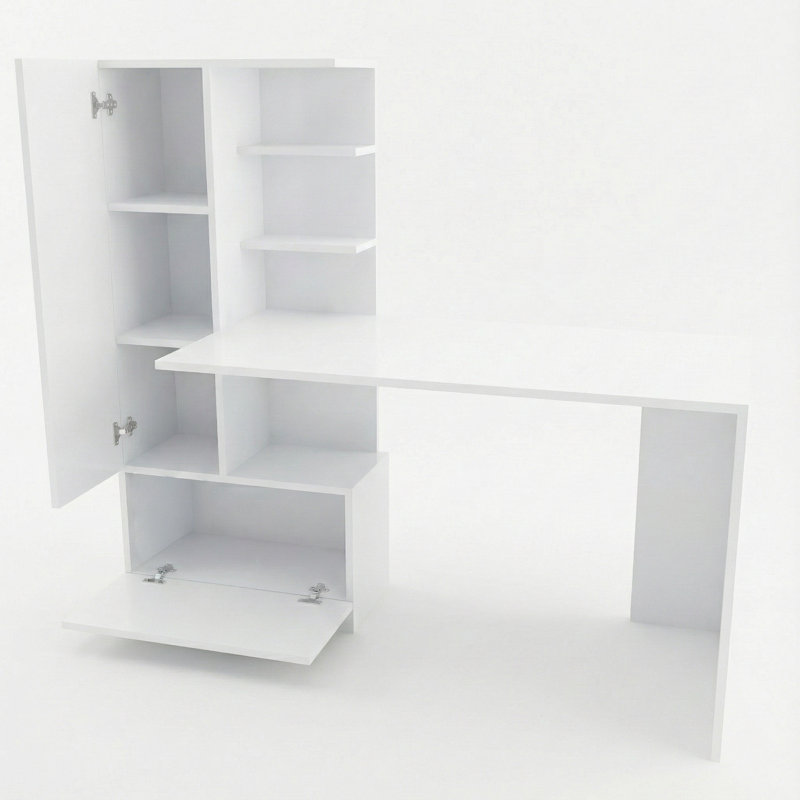 Aleksi 58.9'' W Rectangle Computer Desk, White, Right