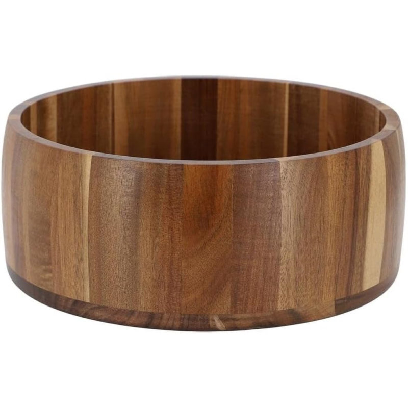Grand bol à salade en bois d'acacia naturel de 10,5 pouces