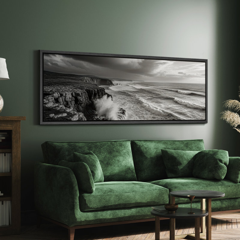 Grande impression sur toile encadrée, impression de paysage océanique de plage pour décoration côtière, H 20 po x l 60 po
